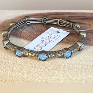 Lia Sophia stretch Gold-Tone Bracelet with Light Blue Cabochons
